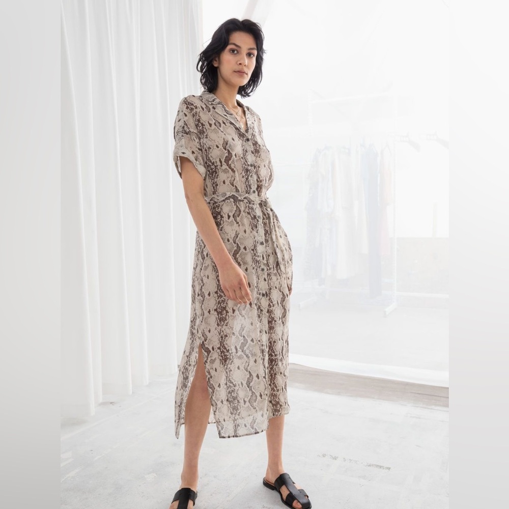 & OTHER STORIES SNAKE PRINT MIDI DRESS